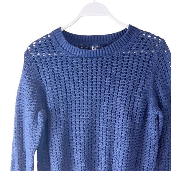 Gap Crochet Pullover Sweater Womens Sz M Navy Blue - Picture 3 of 7